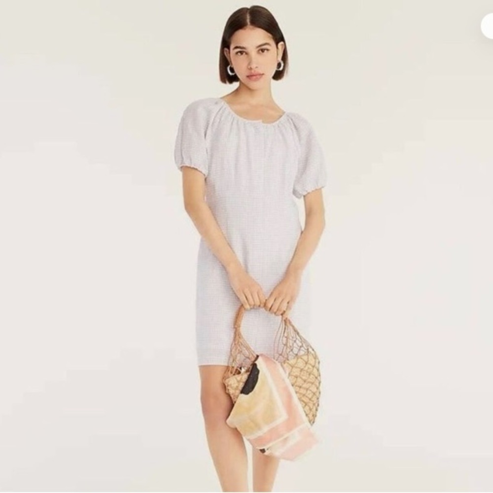 J. Crew Peri shadow V back Linen shirtdress